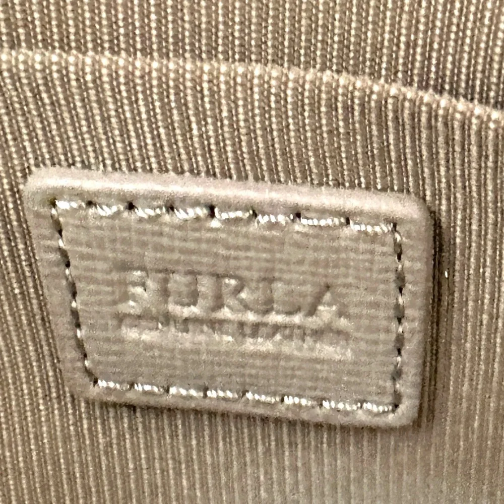 Furla Crossbody Bag Piper Saffiano Leather Chain Strap Gray OS Minimalist Chic